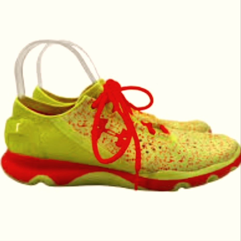 Under Armour Neon Yellow and Red Women's Sneakers